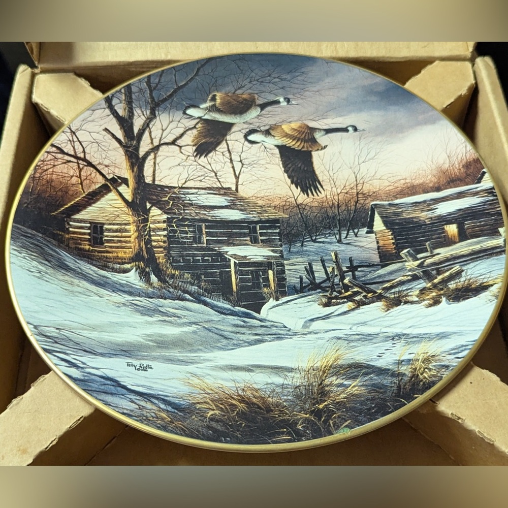 Terry Redlin 9 1/2 Rustic Winter Scene Decorative Plate